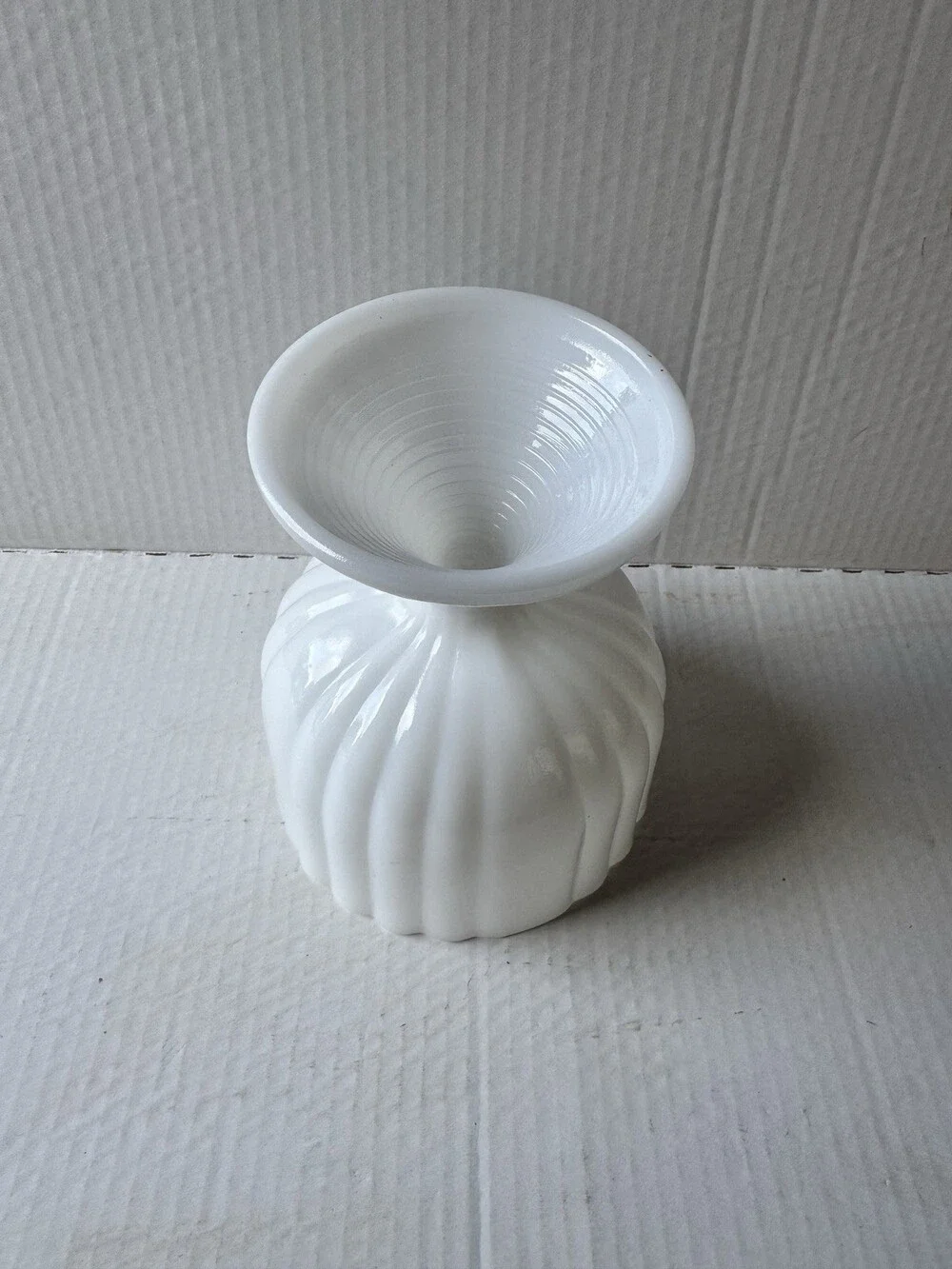 Vintage Milk Glass Ribbed Pedestal 6.5